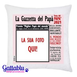 Federa per cuscino "La Gazzetta del Papà" PERSONALIZZABILE con la tua FOTO o COLLAGE, Festa del Papà