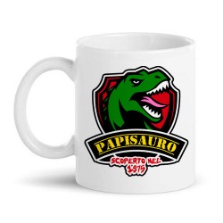 Tazza mug 11 oz Papisauro, papà dinosauro scoperto nel... personalizzata con anno di nascita! Festa del papà!