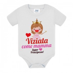 Body bodino neonato bimbo e bimba Viziata come mamma, bimba principessa, Festa della mamma!