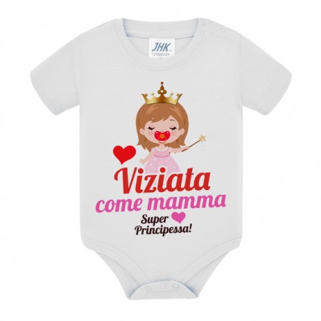 Body bodino neonato bimbo e bimba Viziata come mamma, bimba principessa, Festa della mamma!