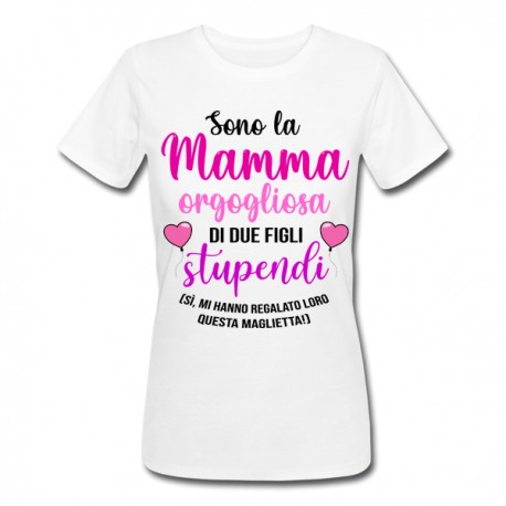 T-shirt donna Mamma orgogliosa di 2 figli stupendi! Divertente regalo festa della mamma!