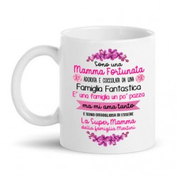 Tazza mug 11 oz Sono una mamma fortunata personalizzata con nome della famiglia! Idea regalo, festa della mamma!