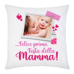 Federa per cuscino Felice prima festa della mamma, personalizzata con la tua foto!