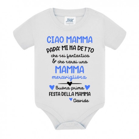 Body bodino neonato bimbo Buona prima festa della mamma PERSONALIZZATO CON IL NOME!