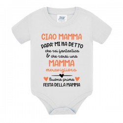 Body bodino neonato bimbo o bimba Buona prima festa della mamma! Scritte arancioni!