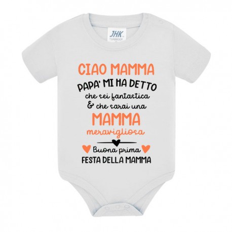 Body bodino neonato bimbo o bimba Buona prima festa della mamma! Scritte arancioni!