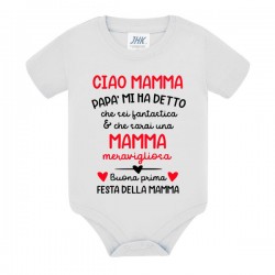 Body bodino neonato bimbo o bimba Buona prima festa della mamma! Scritte rosse!