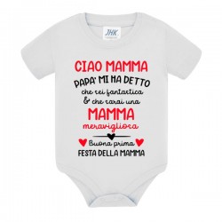 Body bodino neonato bimbo o bimba Buona prima festa della mamma! Scritte rosse!