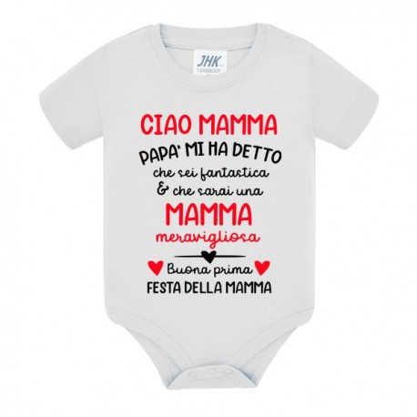 Body bodino neonato bimbo o bimba Buona prima festa della mamma! Scritte rosse!