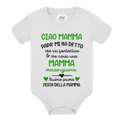 Body bodino neonato bimbo o bimba Buona prima festa della mamma! Scritte verdi!