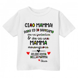 T-shirt bimbo e bimba Felice festa della mamma, PERSONALIZZATA CON IL NOME!