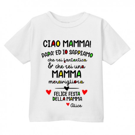 T-shirt bimbo e bimba Felice festa della mamma, PERSONALIZZATA CON IL NOME!