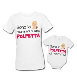 Pacchetto di coppia t-shirt e body mamma e bimba Mamma di una polpetta, polpetta di mamma! Festa della Mamma!