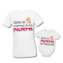 Pacchetto di coppia t-shirt e body mamma e bimba Mamma di una polpetta, polpetta di mamma! Festa della Mamma!