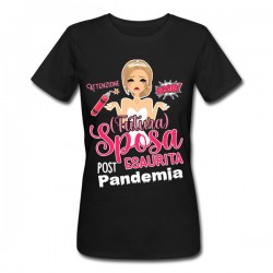 T-shirt donna nera Sposa esaurita post pandemia, regalo divertente stress matrimonio! Addio al nubilato!