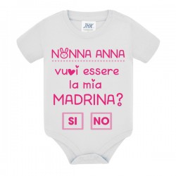 Body bimba Nonna vuoi essere la mia Madrina? SI o No PERSONALIZZATO CON NOME, divertente regalo per battesimo!