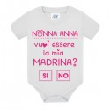 Body bimba Nonna vuoi essere la mia Madrina? SI o No PERSONALIZZATO CON NOME, divertente regalo per battesimo!