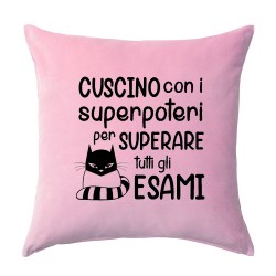 Federa per cuscino 100% cotone Superpoteri per superare tutti gli esami! Idea regalo studente! Rosa!