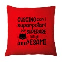 Federa per cuscino 100% cotone Superpoteri per superare tutti gli esami! Idea regalo studente! Rossa!