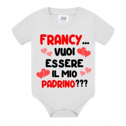 Body bimbo bimba neonato neonata Vuoi essere il mio padrino? Personalizzato con il nome! Cuoricini!