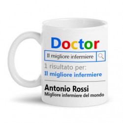 Tazza mug 11 oz Doctor motore di ricerca Il migliore infermiere, personalizzata con il nome!