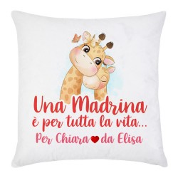 Federa per cuscino Una madrina è per tutta la vita, personalizzata con i nomi! Giraffe!