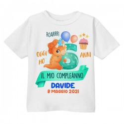 T-shirt bimbo e bimba Dinosauro oggi ho 6 anni, festa di compleanno! Personalizzata con nome e data!