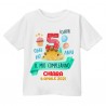 T-shirt bimbo e bimba Dinosauro oggi ho 5 anni, festa di compleanno! Personalizzata con nome e data!