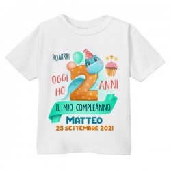 T-shirt bimbo e bimba Dinosauro oggi ho 2 anni, festa di compleanno! Personalizzata con nome e data!