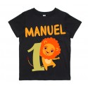 T-shirt bimbo e bimba 1 anno leone safari, maglietta primo compleanno! Personalizzata con nome!