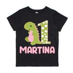 T-shirt bimbo e bimba 1 anno dinosauro draghetto, maglietta primo compleanno! Personalizzata con nome!