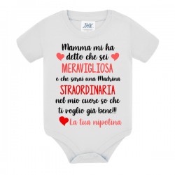 Body bimba Mamma mi ha detto che sarai una madrina straordinaria! La tua nipotina!