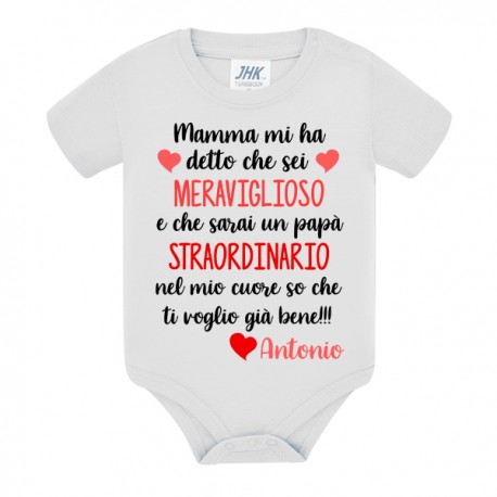 Body bimbo bimba Mamma mi ha detto che sei un papà meraviglioso! Personalizzato con nome!