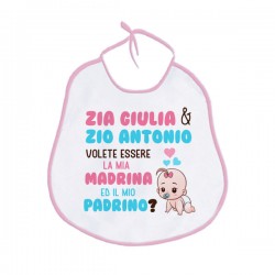 Bavaglino bavetta bimba Zia zio volete essere la mia madrina e il mio padrino? Personalizzato con nomi!