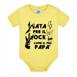 Body bimba giallo Nata per il rock come il mio papà!