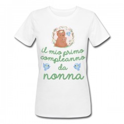 T-shirt donna Il mio primo compleanno da Nonna, orsetti e uccellini!