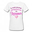 T-shirt donna Il mio primo compleanno da Mamma, palloncini pink hearts, idea regalo!