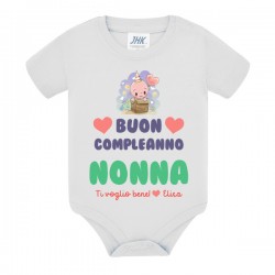 Body bimbo bimba Buon compleanno Nonna, ti voglio bene, firmato da... personalizzato con il nome!