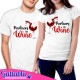 T-shirt di coppia lui e lei Partners in Wine, parodia Crime versione degustazione vino! Calici di rosso!