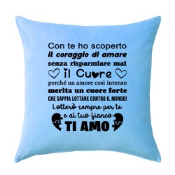 Federa per cuscino 100% cotone Il coraggio di amare, un amore intenso, Ti Amo! San Valentino! Azzurra!