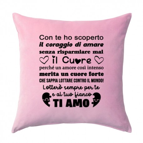 Federa per cuscino 100% cotone Il coraggio di amare, un amore intenso, Ti Amo! San Valentino! Rosa!