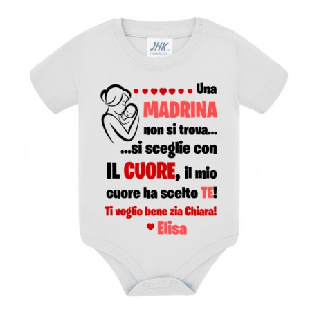 Body bimba Una madrina non si trova si sceglie con il cuore, ho scelto te! Personalizzato con i nomi!