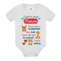Body bimbo neonato Ciao! Animaletti dolci, personalizzato con nome, data e ora di nascita, peso e lunghezza!