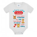 Body bimba neonata Ciao! Animaletti dolci, personalizzato con nome, data e ora di nascita, peso e lunghezza!