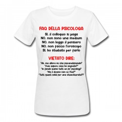 T-shirt donna Faq della psicologa, non leggo il pensiero! Regalo divertente psicologi, scritte rosse!