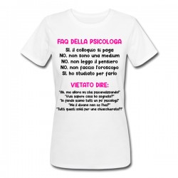 T-shirt donna Faq della psicologa, non leggo il pensiero! Regalo divertente psicologi, scritte fucsia!