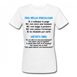 T-shirt donna Faq della psicologa, non leggo il pensiero! Regalo divertente psicologi, scritte azzurre!
