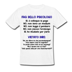 T-shirt uomo Faq dello psicologo, non leggo il pensiero! Regalo divertente psicologi, scritte blu!