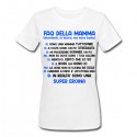 T-shirt donna Faq della Mamma, sono una super eroina! Regalo divertente Festa Mamma, scritte azzurre!