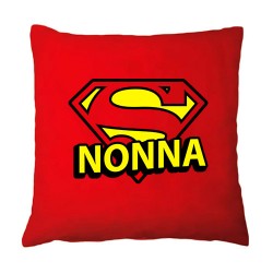Federa per cuscino 100% cotone rossa Super Nonna, idea regalo Festa dei Nonni!